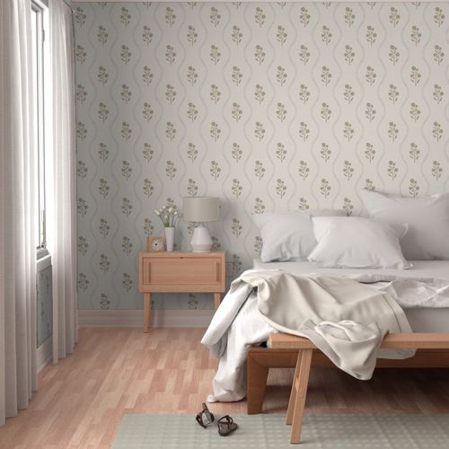 Wallpaper - Neutral Wildflower Stripe