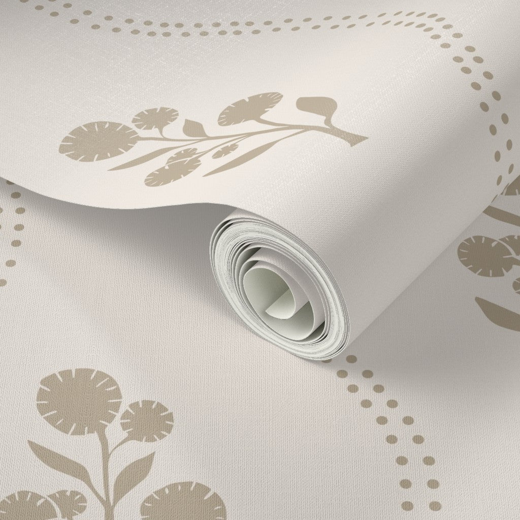 Wallpaper - Neutral Wildflower Stripe