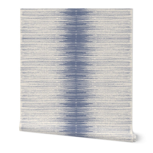 Wallpaper - Brushstroke Stripe in Denim