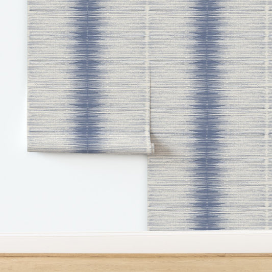 Wallpaper - Brushstroke Stripe in Denim