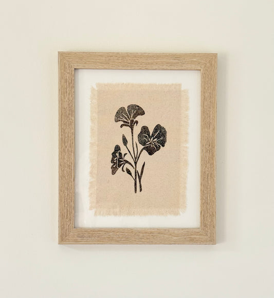 Block Printed Textile Art - Wildflower 2