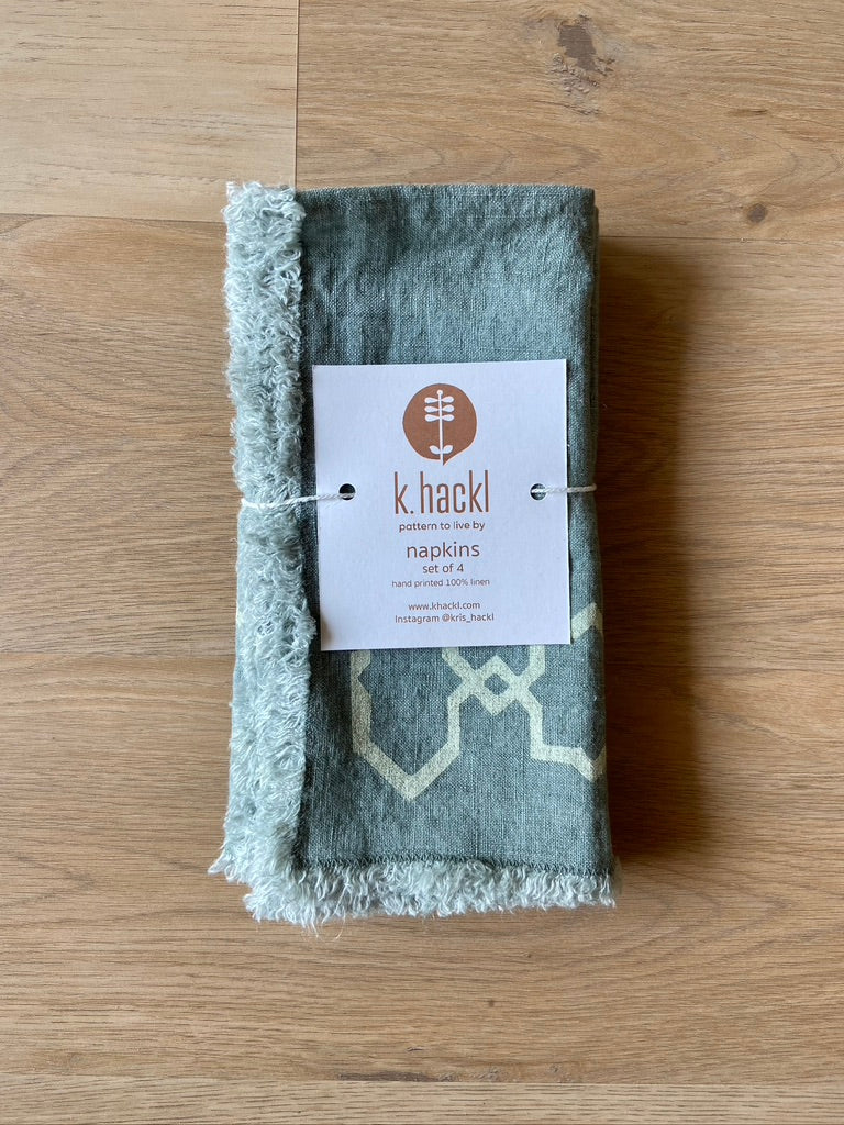 Block Printed Linen Napkins - Set of 4