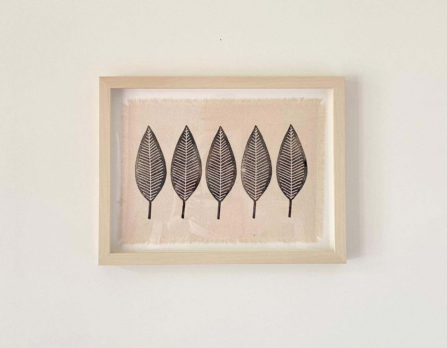 Block Printed Textile Art - Leaf Print