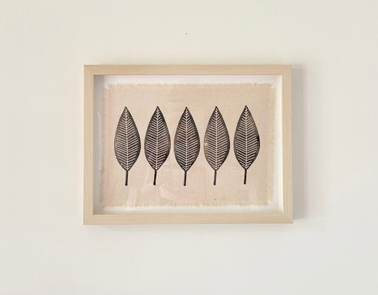 Block Printed Textile Art - Leaf Print