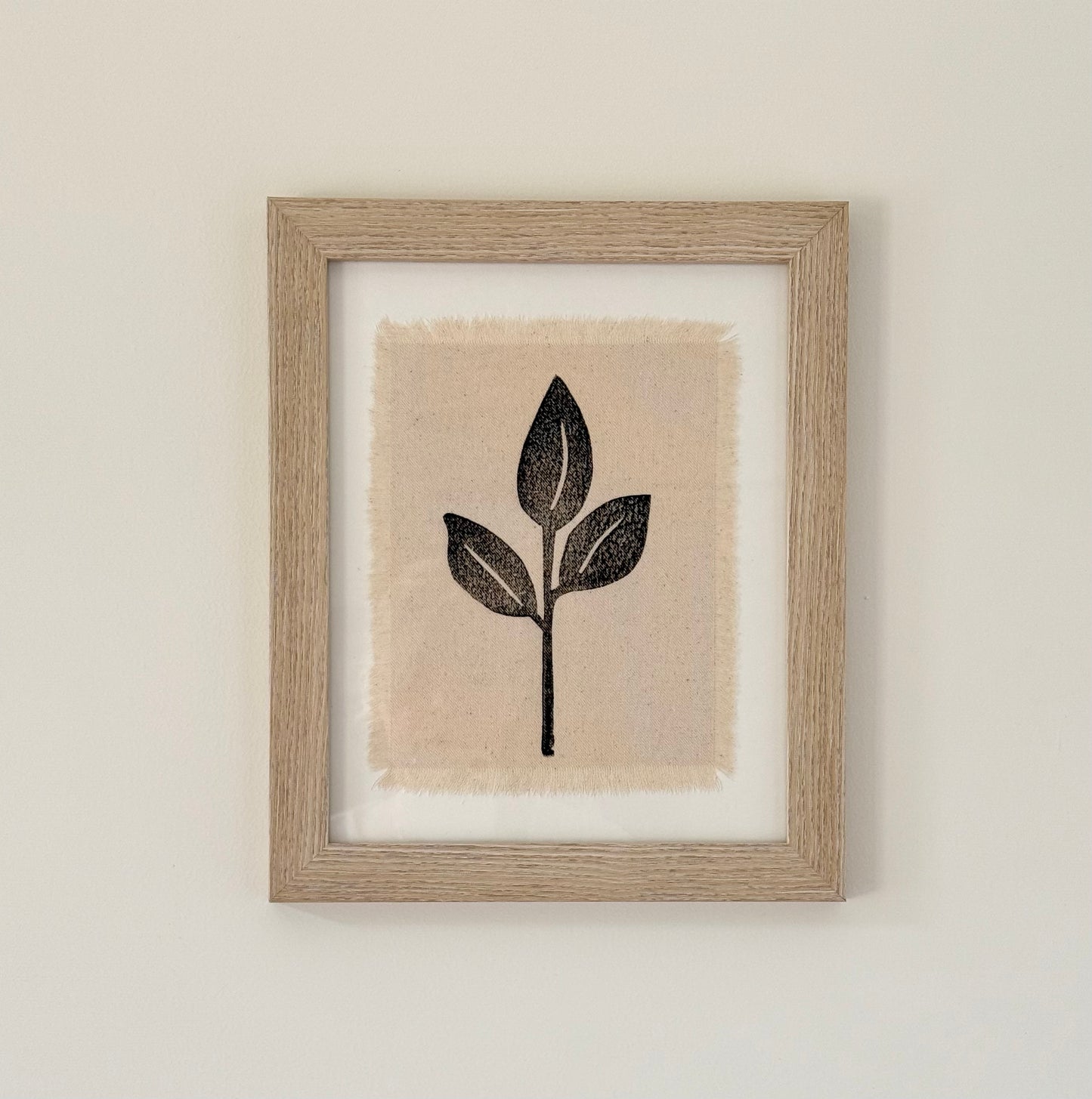 Block Printed Textile Art - Botanical Leaf