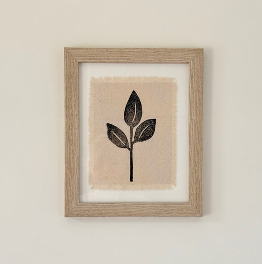 Block Printed Textile Art - Botanical Leaf