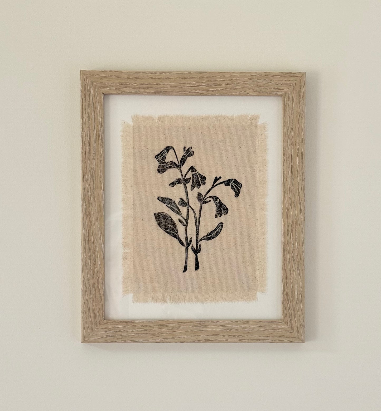 Block Printed Textile Art - Wildflower 3