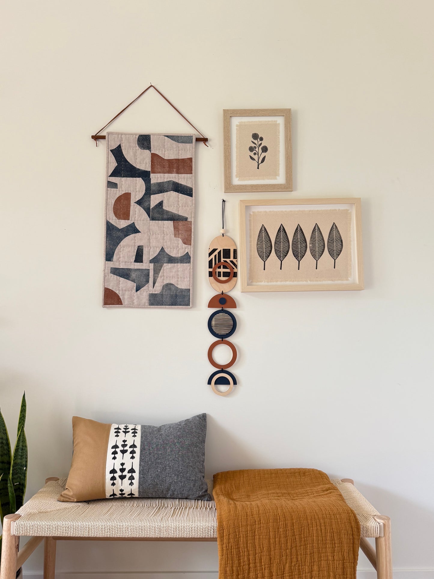 Block Printed Textile Art - Leaf Print