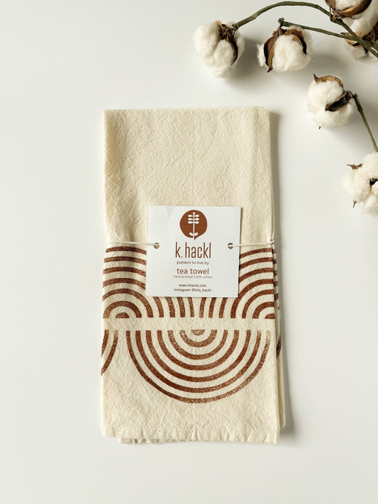 Tea Towel - Block Printed - Modern Curves
