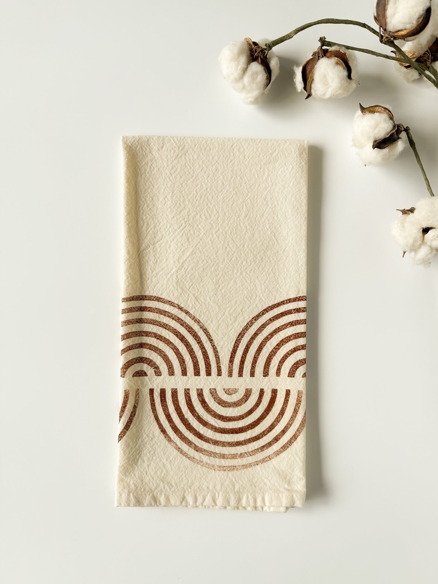 Tea Towel - Block Printed - Modern Curves