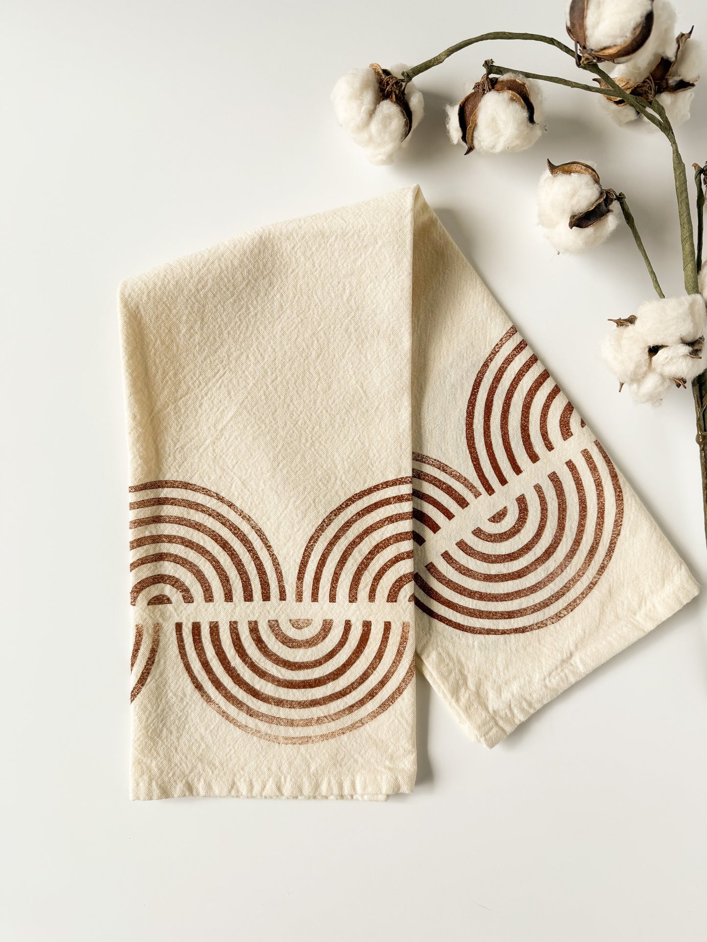 Tea Towel - Block Printed - Modern Curves