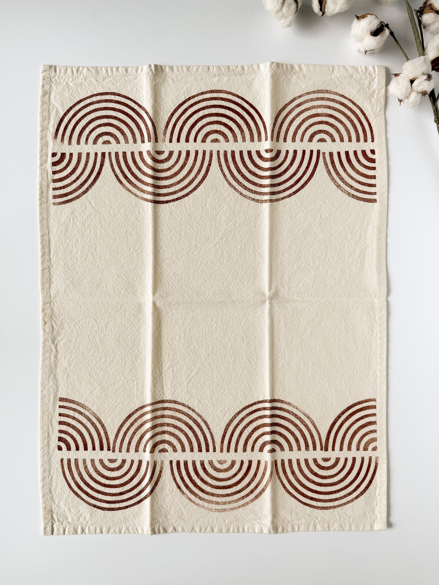 Tea Towel - Block Printed - Modern Curves