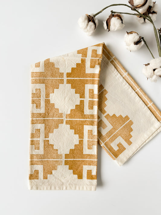 Tea Towel - Block Printed - Greek Key