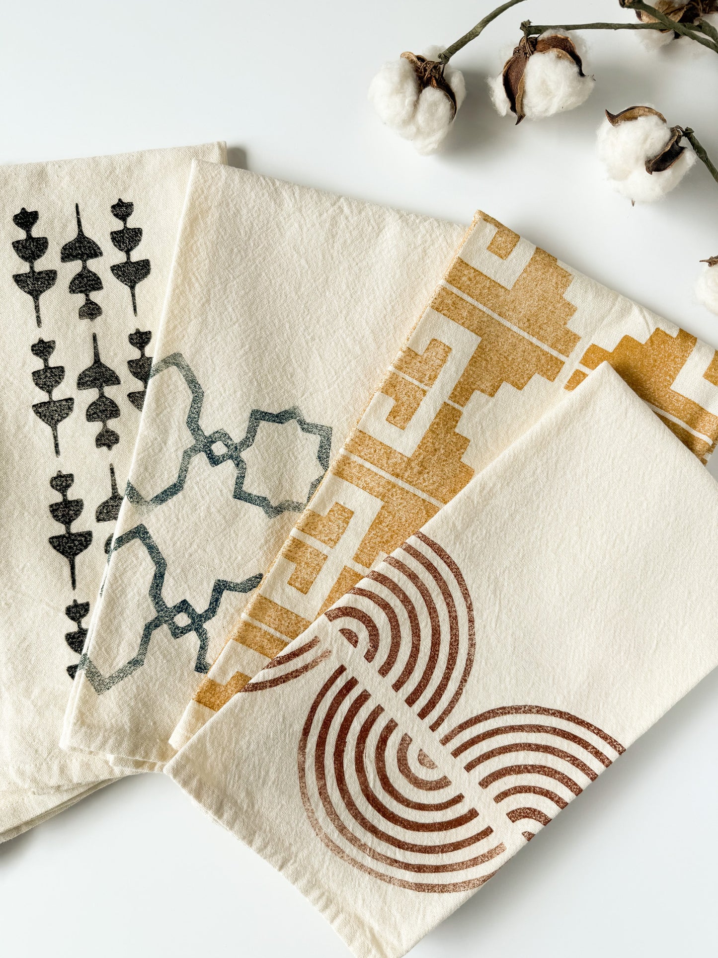 Tea Towel - Block Printed - Greek Key