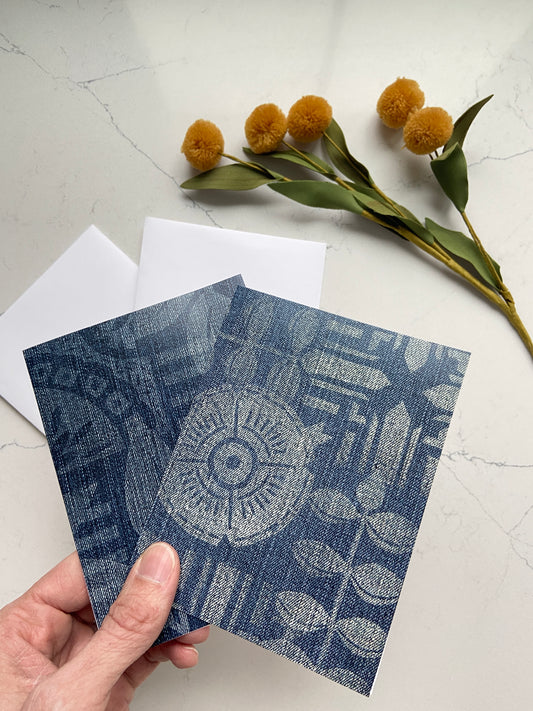 Block Printed Notecards - Blank Set of 6