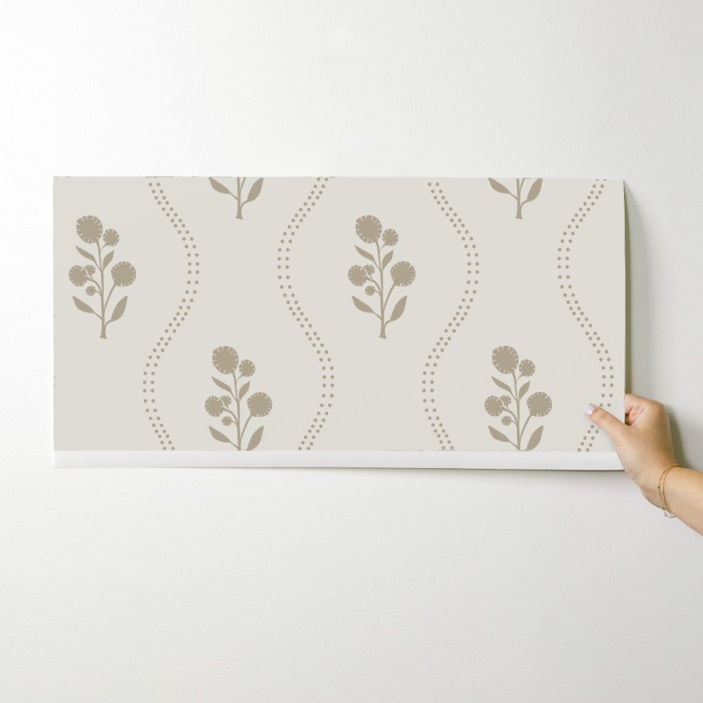 Wallpaper - Neutral Wildflower Stripe