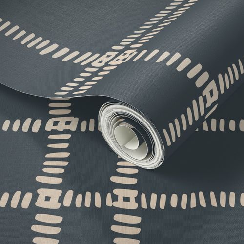 Wallpaper - Plaid Stitches in Navy