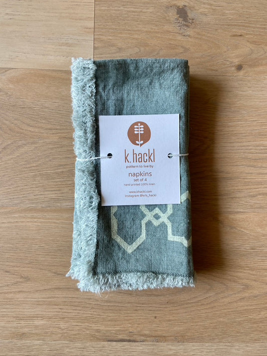 Block Printed Linen Napkins - Set of 4