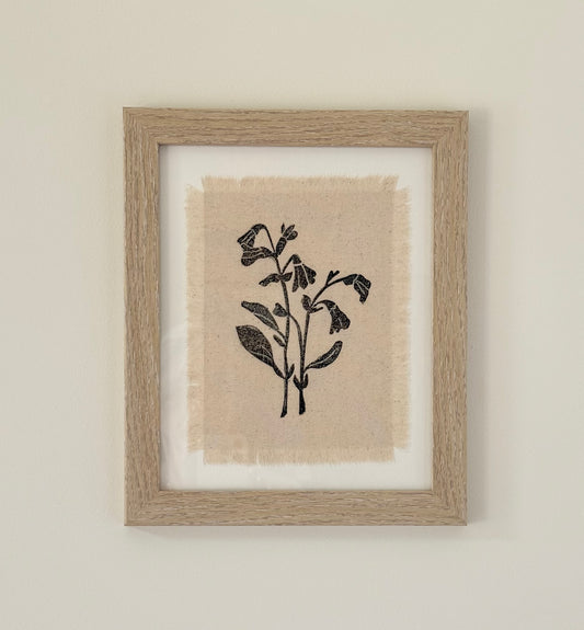 Block Printed Textile Art - Wildflower 3