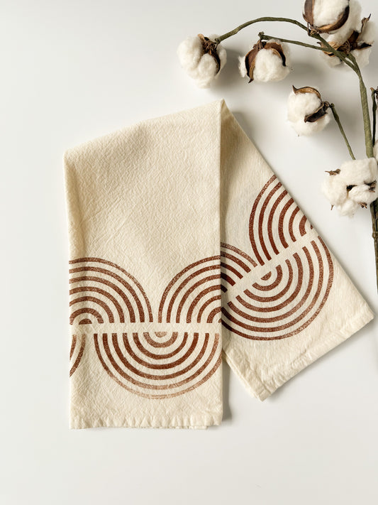 Tea Towel - Block Printed - Modern Curves