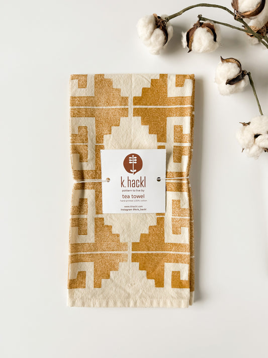 Tea Towel - Block Printed - Greek Key