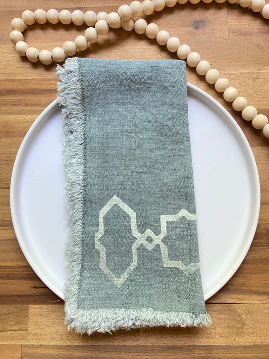 Block Printed Linen Napkins - Set of 4